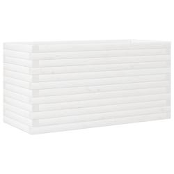 Helloshop26 - Jardinière bac lit surélevé plantes fleurs terrasse jardin 90 x 40 x 46 cm bois de pin massif blanc 02_0037981 - 3000217646876_0