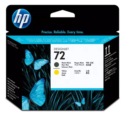 HP 72 tête d'impression DesignJet noir mat et jaune_0