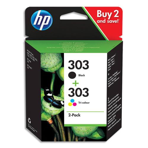 HP 303 - Pack de 2 cartouches d'encre authentiques (noire et trois couleurs) - Modèle 3YM92AE_0