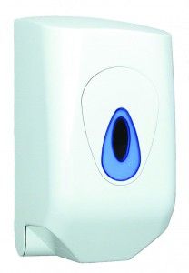 LH54ABU - Distributeur de serviettes en papier - Mini dévidage central ABS blanc - Global Hygiène - ø14.4 cm, laize 23 cm_0