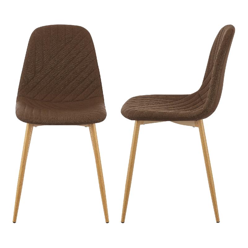 Lot de 2 chaises de salle à manger - 87 x 44 x 51 cm - Marron foncé - Style scandinave - 03_0006743_0