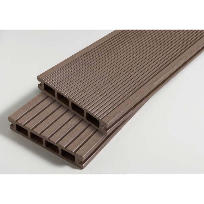 Pack 1 m² - Lames de terrasse composite Dual avec accessoires (4 coloris) - Brun rouge - 3600mm - Épaisseur 25mm - Largeur 14cm - Surface couverte 1m²_0