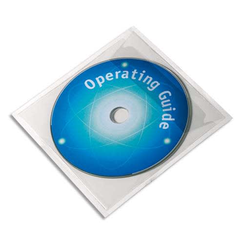 Pocketfix - Pochettes adhésives pour CD/DVD - Durable - Sachet de 10 pochettes transparentes avec rabat_0