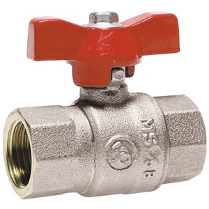 Robinet BS F-F ACS à manette rouge - laiton CW617N - passage intégral PN25 - fabrication italienne_0