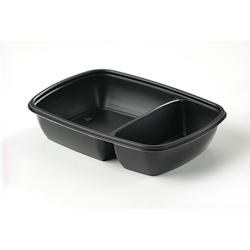 Sabert Récipient à 2 divisions, polypropylène, 23 x 17 cm, 300 ml & 600 ml, noir, 4 x 75 (300 pièces) - noir plastique polypropylène 70981_0