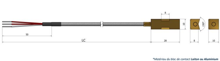 Sonde de résistivité PS05 - Bloc de contact en laiton ou aluminium - Type Pt100, Pt500, Pt1000_0