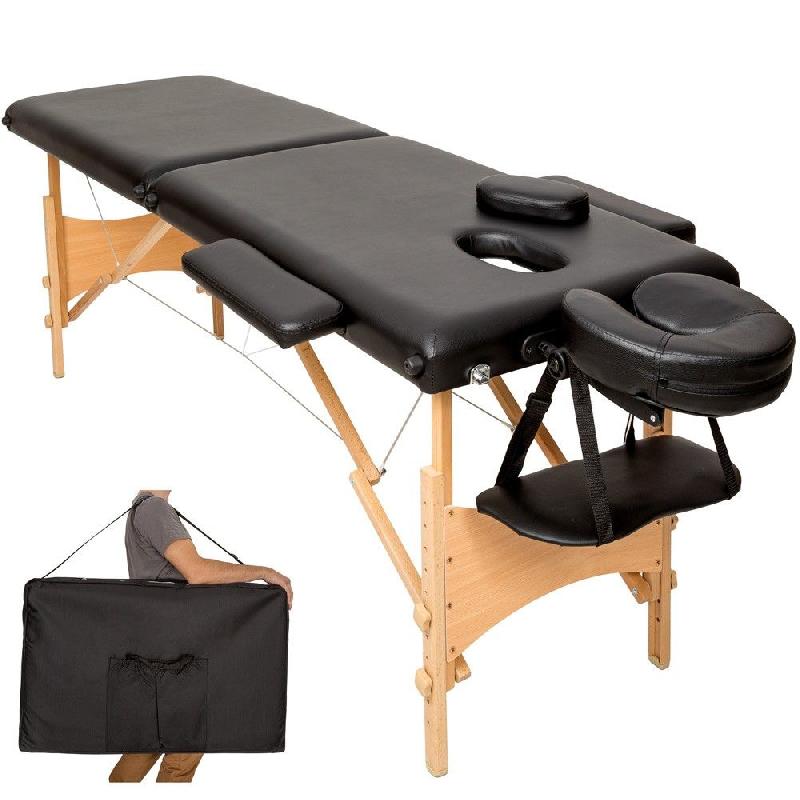 Table de massage 2 zones avec sac de transport - Rembourrage épais 5 cm - Noir - Réf : 08_0000464_0