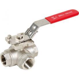 Vanne à sphère inox 3 voies T - Réf : 380T - Inox 316 PN 40 avec manchons F/F/F taraudés_0