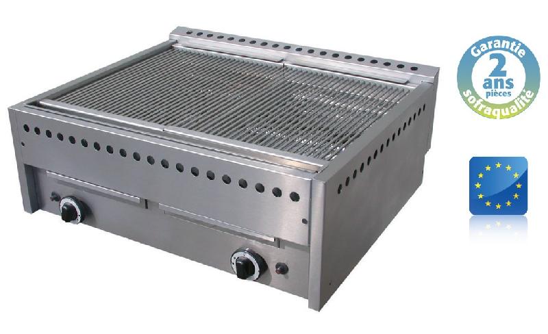 Wood steak grill gaz double - L 780 mm - 18 000 W - cuisson au feu de bois avec pierres réfractaires_0