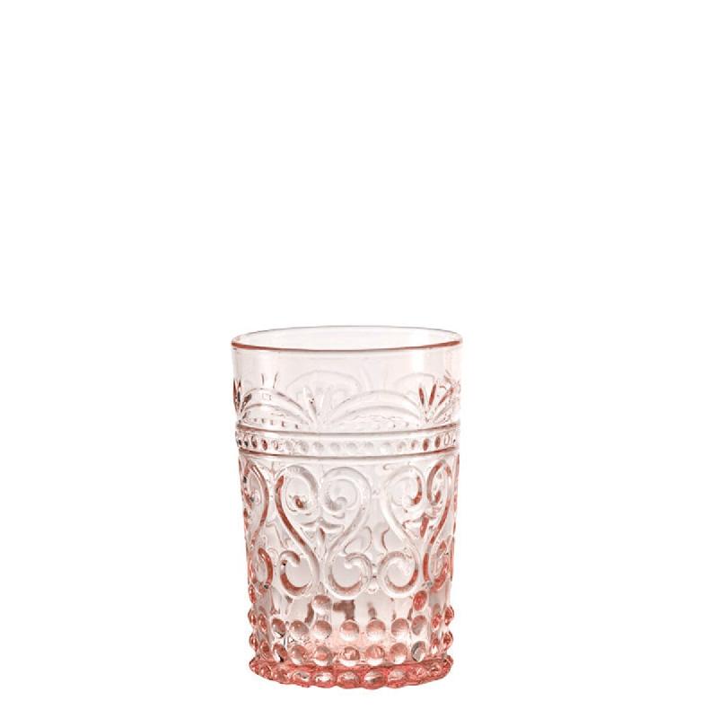 Zafferano Lot De 6 Gobelets Provenzale En Verre Coloré Rose Fait À La Main, Design Élégant Avec Décor En Relief Pour Une Table Raffinée Et Rusti_0