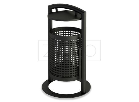03.038.Sc - Poubelle urbaine Revo Zano - acier noir - 40L avec chapeau protège-pluie_0