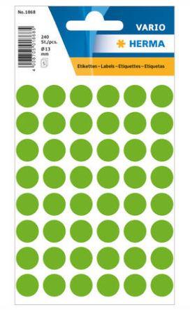Étiquette universelle, ø 13 mm, rondes, vertes fluo - 1868_0
