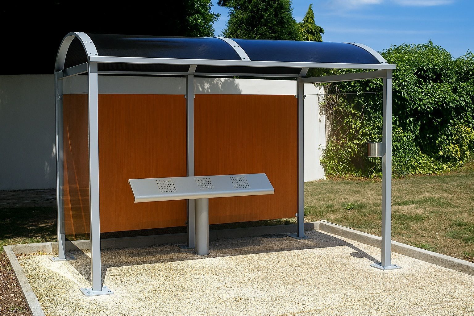 Abri fumeurs Vision Bosco - Dimensions 2500x2500 mm - Finition bois et vitrage sécurit_1