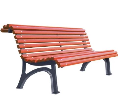 Banc public Plaza - 19 lames en bois exotique traité - Piétement en fonte avec platine centrale_0