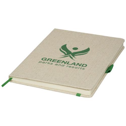 Carnet de notes A5 en toile Luna - Fermeture et ruban élastiques colorés - 80 feuilles lignées_0