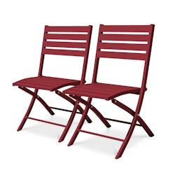 CITY Garden - Lot de 2 chaises pliantes de jardin en aluminium rouge carmin - MARIUS_0