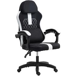 CLP Chaise de bureau Miltona tissu Noir / Blanc - blanc textile 324790_0
