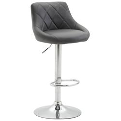 Décoshop26 - Tabouret de bar chaise haute x 1 avec coutures décoratives assise en PVC gris pieds métal 10_0005082 - gris 3000252451282_0