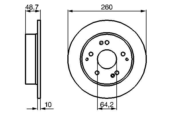 Disque de frein Bosch 0986479225 - boîte de 2 disques - type plein - arrière - 5 trous - épaisseur 10mm_0