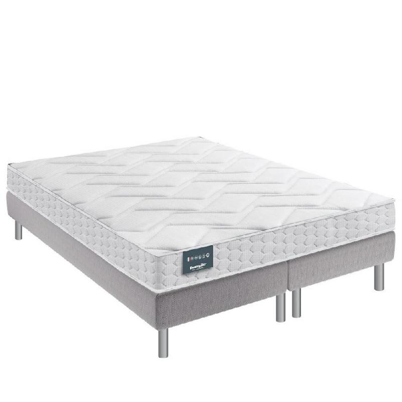 Ensemble lit Dunlopillo 160x200 cm - Matelas EUGEN 20 cm - Sommier déco gris avec pieds_0