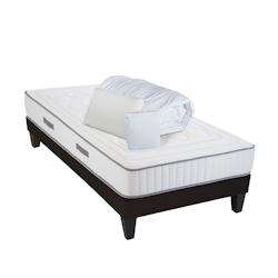 Ensemble  Matelas Mémoire de forme + Sommier Bois + Accessoires 90x190 cm CRISTAL OLYMPE LITERIE - blanc Mousse à mémoire de forme 4VP.CR.K15.K.0919_0