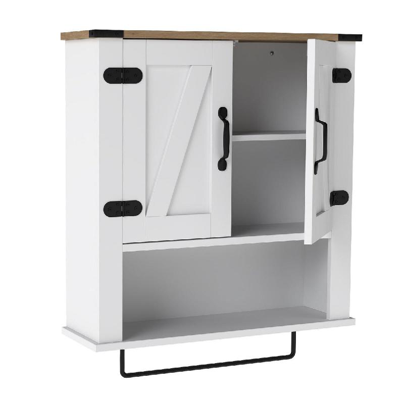 Helloshop26 - Armoire murale de salle de bain 60,5 x 20 x 72,5 cm rangement spacieux vintage style ferme en bois manufacturé blanc 20_0017787 - 30002_0