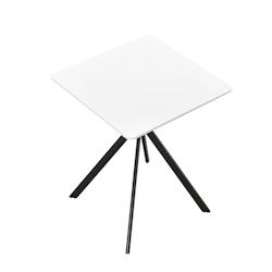 Helloshop26 - Table salle à manger cuisine pour 2 personnes MDF et métal  60 cm x 60 cm  blanc 03_0004115 - 3000486799785_0