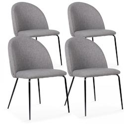 Oviala Business Lot de 4 chaises en tissu anthracite - gris textile 108104_0