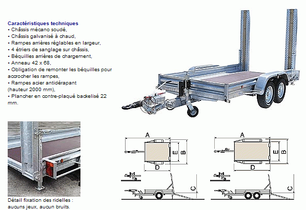 Remorques porte engins 3.5t - 5.34m  - 2 essieux_0