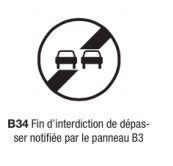 Signalisation d'interdiction et de fin d'interdiction type b34_0