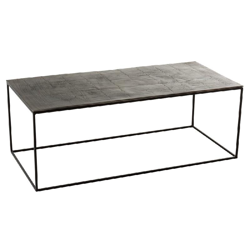 Table basse rectangulaire NIZI - métal noir et aluminium noir/vert - design moderne et fonctionnel_0