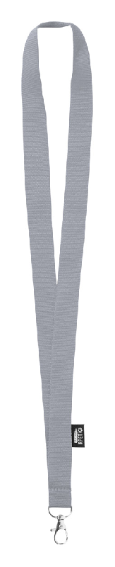 Tour de cou polyester RPET - gris - avec mousqueton métal - 10 gr_0