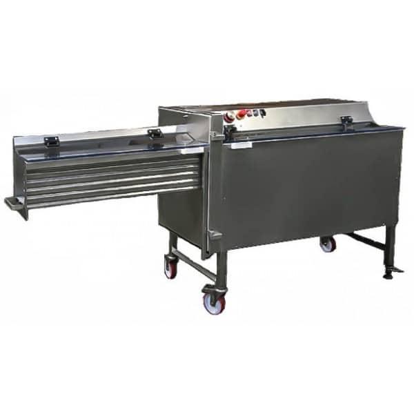 Trancheur horizontal, pour cotelette, tremie de chargement, L 200 x P 200 x H 1050 mm_0