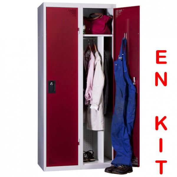 Vestiaire industrie salissante démontable - 2 cases rouge - norme AFNOR D 65-760 - Rolléco_0