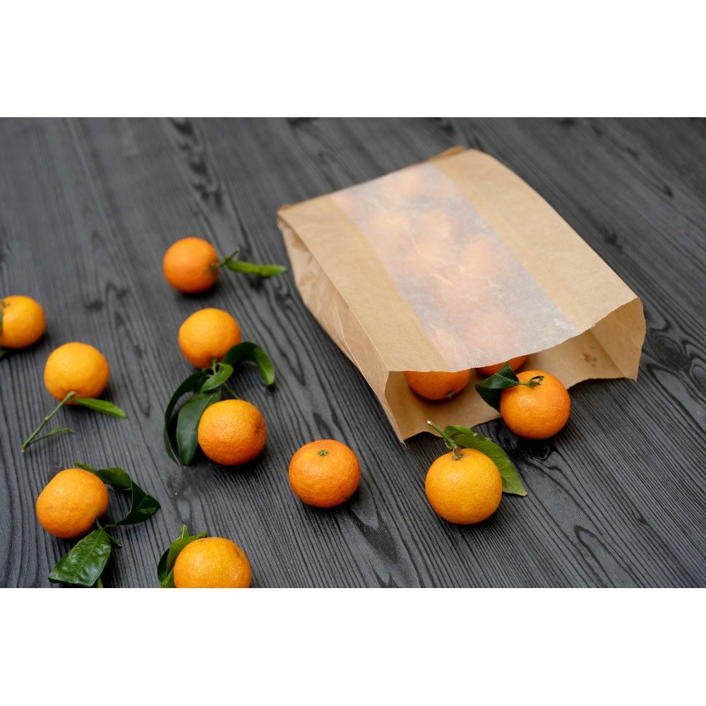 500 sacs kraft brun à fenêtre en papier cristal - 20+9×36 cm - 35 g/m² - Lot de 500_0