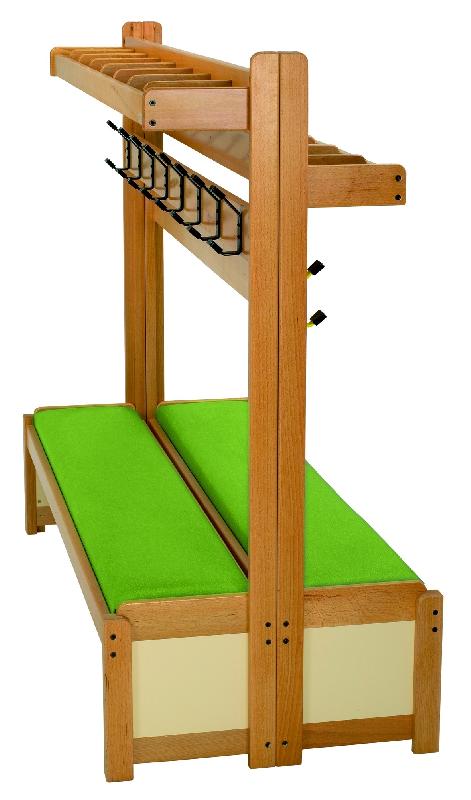 Banc de vestiaire - étagères modulables avec casiers et patères - référence EBO52_0