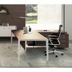 Bureau d'angle X9 - finitions ébène/blanc - Officity - bois et métal pour un design moderne_0
