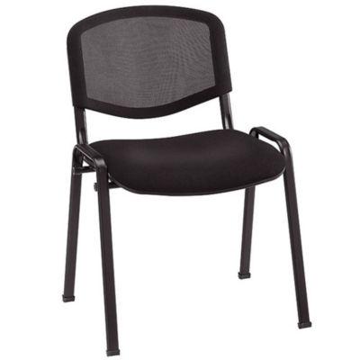 Chaise de réunion & visiteur First - Maille filet - Noir - Pieds noir (lot de 4)_0