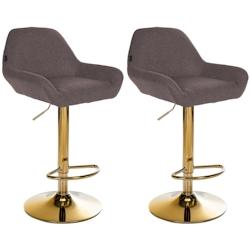 CLP Lot de 2 tabourets de bar Braga Gold tissu Marron - marron textile 325716_0