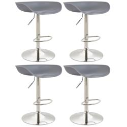 CLP Lot de 4 Tabourets de bar Anaheim assise en plastique et Pied trompette en métal Gris/Chrome - gris plastique 319932_0