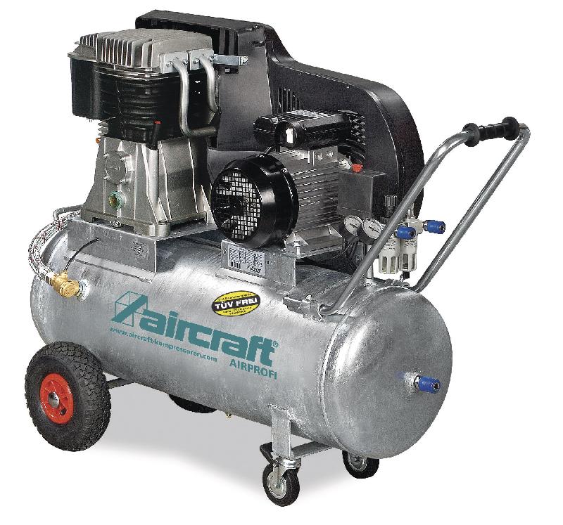Compresseur mobile à entraïnement par courroie à huile cuve galvanisée 100 L 4 kW / 5,5 Ch 15 bars 575 l/min 400V Aircraft AIRPROFI 703/100/15_0