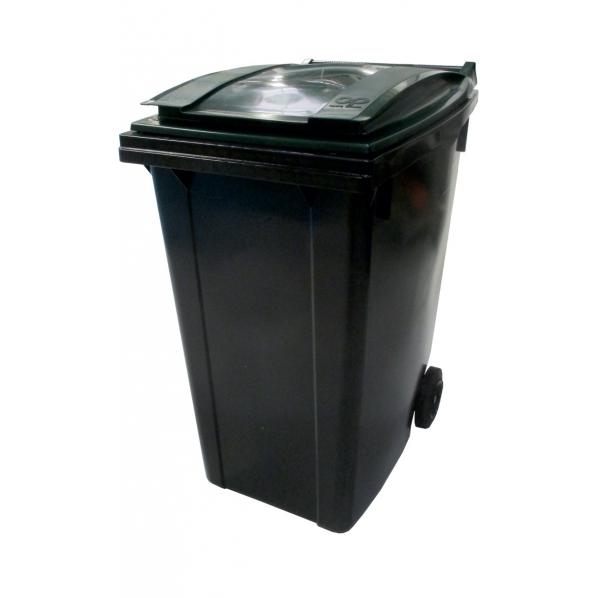 Conteneur poubelle bicolore 360L - Gris/Vert (RAL 6009) - Marque Sulo avec roues résistantes et poignées ergonomiques_0