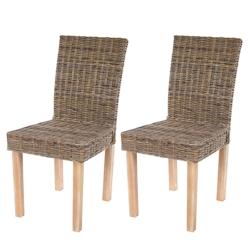 Décoshop26 - Lot de 2 chaises de salle à manger coins et bords arrondis en kubu rotin 04_0007392 - 3000262101023_0