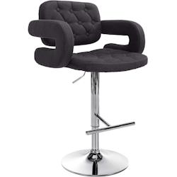 Décoshop26 - Tabouret de bar x1 avec repose-pied et accoudoirs capitonné en tissu noir support en métal chromé 10_0004792 - noir 3000252294711_0