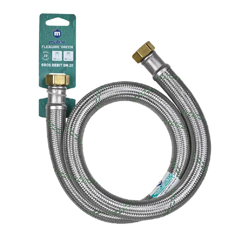 Flexible de raccordement 100 cm - Femelle/Femelle 20 x 27 - Polyéthylène - Garantie 10 ans - DN20 Inox - Grand Débit_0
