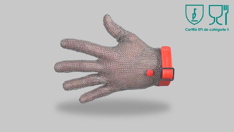 Gants sans manchette cotte de maille inox agro-alimentaire GCM fabriqués en France - GCMSGINX-MN01/D_0