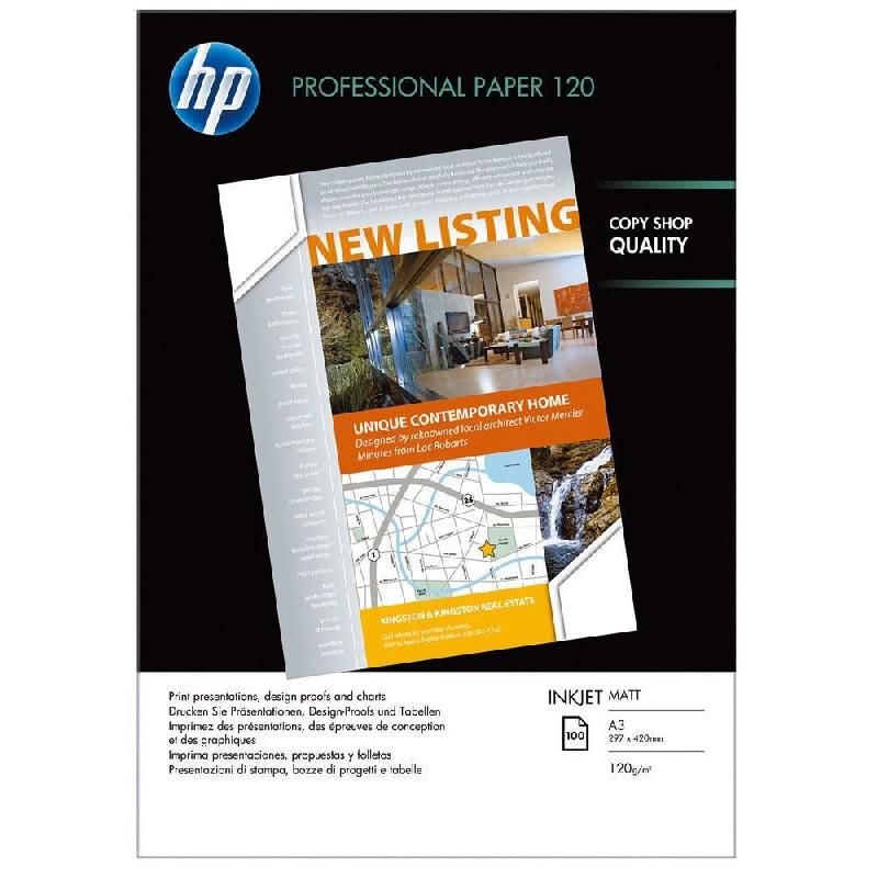 HEWLETT PACKARD PAPIER PROFESSIONNEL 100 FEUILLES FORMAT A3 (297X420 MM) BLANC 120 G/M²