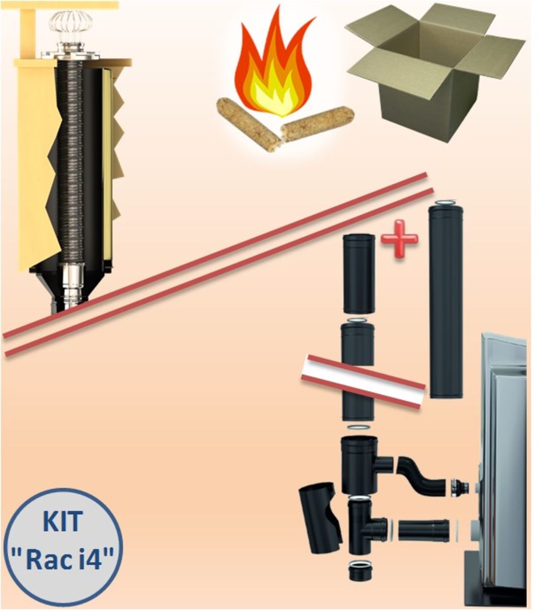 KIT RACCORDEMENT PLAFOND PELLET CONCENTRIQUE Ø 80/125 MM SUR CONDUIT ISOLÉ TYPE POUJOULAT Ø 280MM (RAJOUTER FLEXIBLE)
