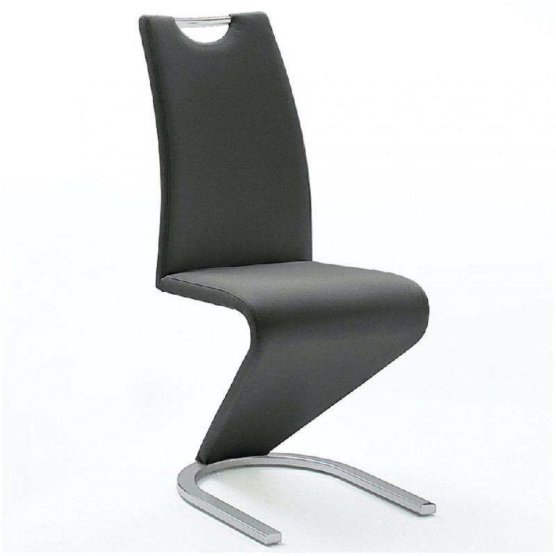 Lot de 2 chaises ALBI - tissu noir - piètement tube chrome - design chic et moderne_0