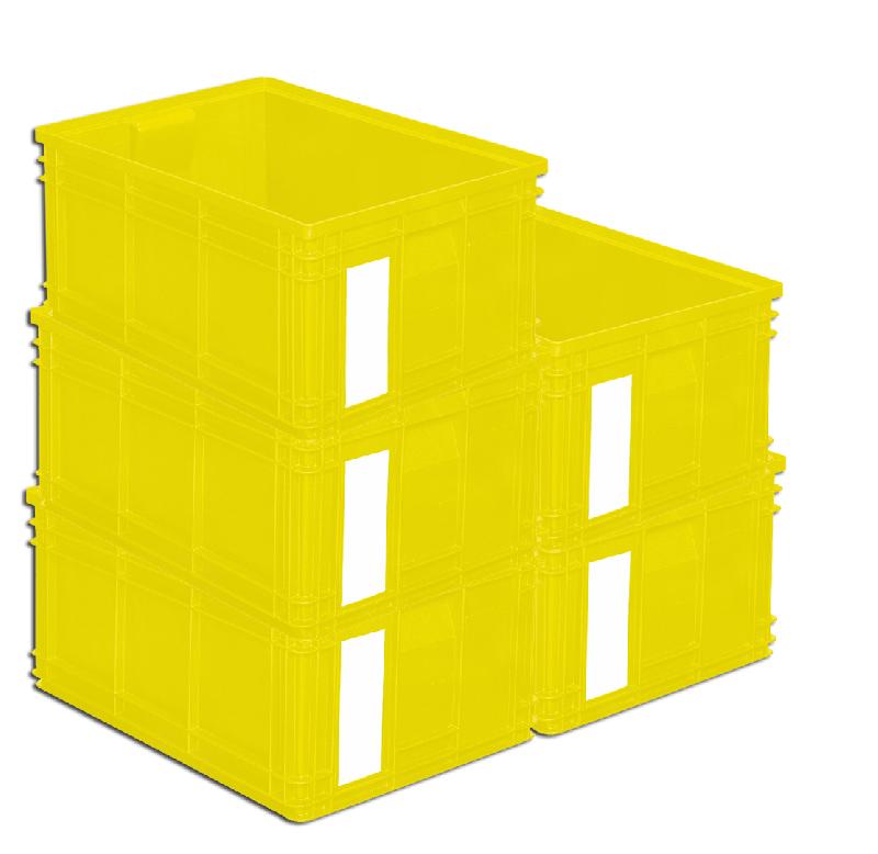 Lot de 5 caisses plastiques cp 85 litres jaunes_0